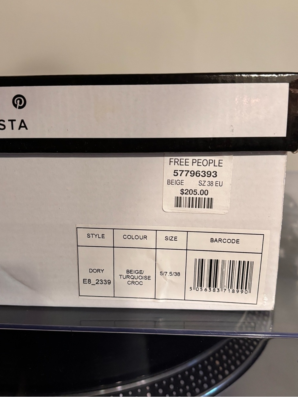 NIB E8 by Miista Dory Western Cowboy Beige Turquoise Blue Croc Leather Mules 38 - Picture 8 of 8